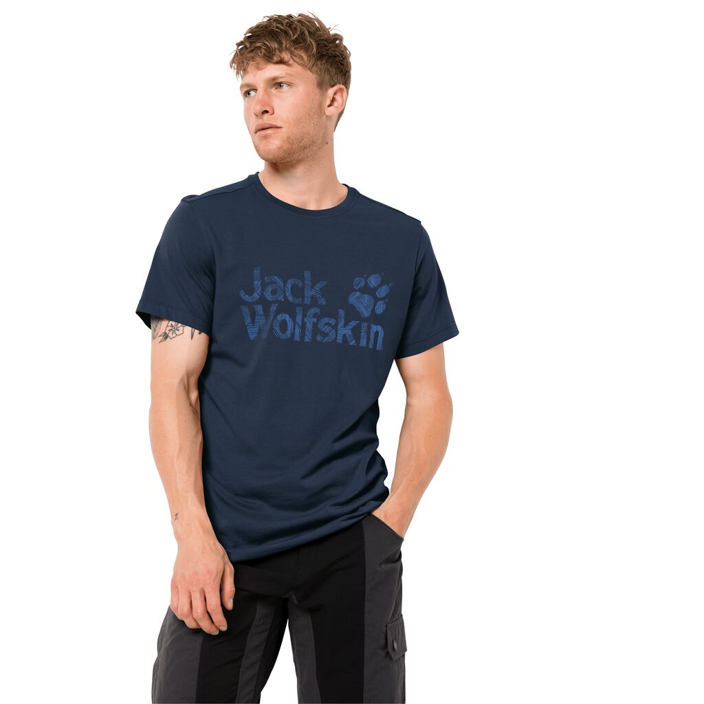 Jack Wolfskin BRAND LOGO Haut Homme Bleu - EKHJPSZ-14